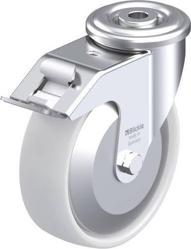 Blickle Lenkrolle LER-PO 125G-FI-FA mit Feststeller in Weiß und Stahl, Rad-Durchmesser: 125 mm, Tragfähigkeit: 150 kg - Bild 1