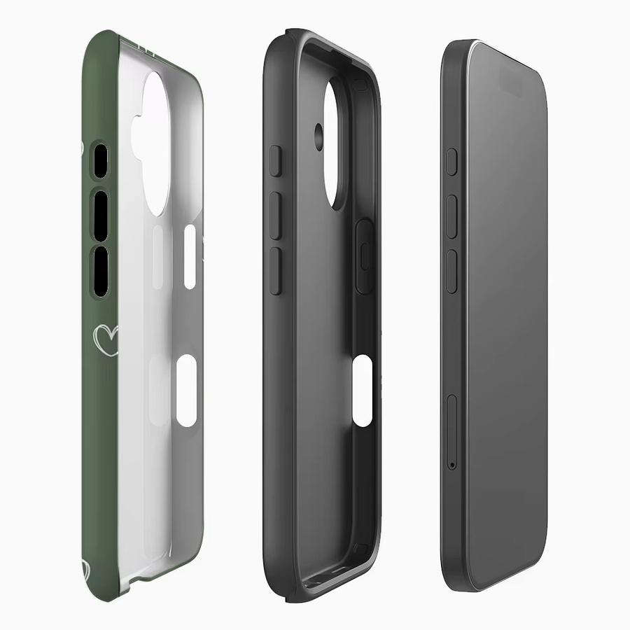 Potdemiel Moos-Herz Handyhülle für iPhone 17 16 15 14 13 Pro Max Plus, Robuste Ein- und Doppelschicht-Schutzhülle, Grün - Bild 2