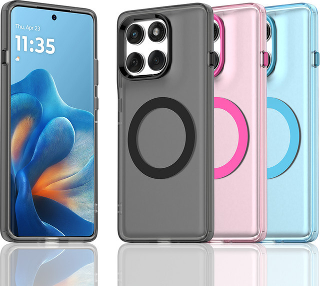 Magnetische kabellose Ladehülle für Motorola Edge 60 Fusion, Pro 50 Neo, G35, G56 und G86 in Bonbonfarben mit transparenter Rückseite - Bild 1