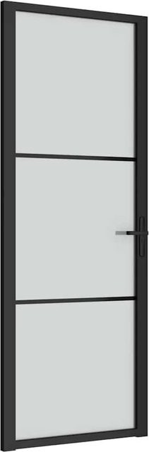 vidaXL Innentür modern in Schwarz mit Mattglas und Aluminium, B: 76 cm, H: 201,5 cm - Bild 1