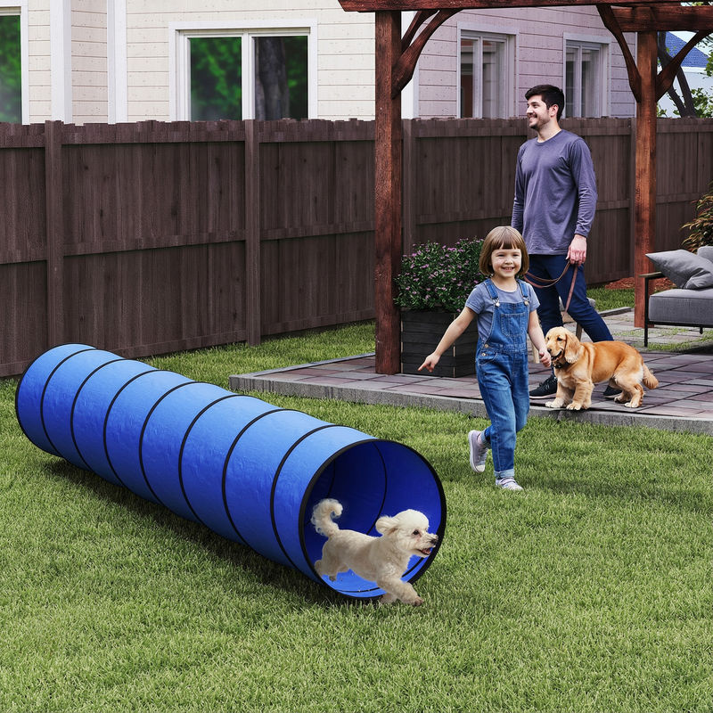 PawHut Hunde Agility Tunnel Blau mit 4 Bodenankern und Tragetasche für kleine und mittelgroße Hunde, Länge: 300 cm, Durchmesser: 50 cm - Bild 2