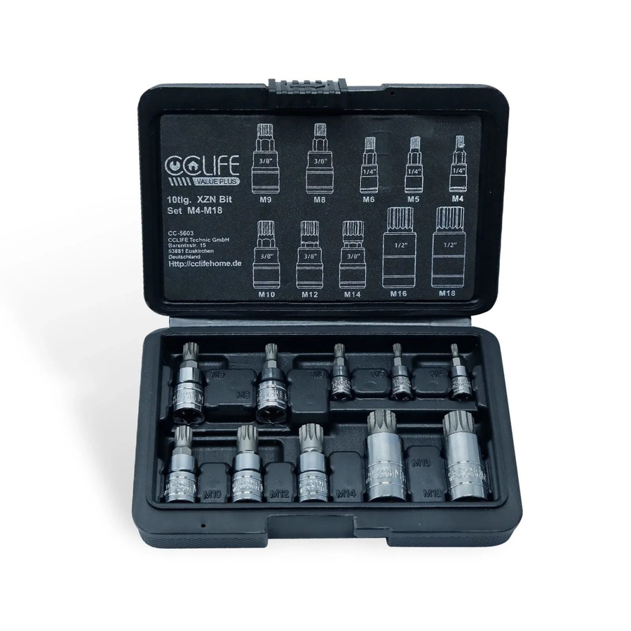 CCLIFE 10-teiliges Vielzahn Bit Set aus S2 Legierungsstahl, M4 - M18, Farbe Silber - Bild 2