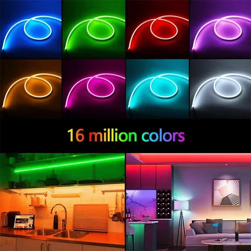 Acosh RGB LED Neon-Flex Seilbeleuchtung mit Bluetooth, App- und Fernbedienung, Multicolour Silikon-Dekorationslicht für dein Schlafzimmer - Bild 2