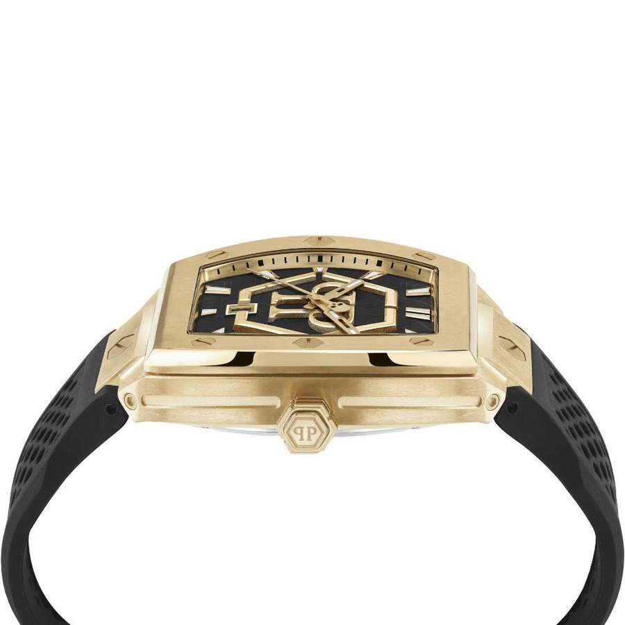 Philipp Plein Herrenuhr, Quarz, Edelstahl, Tonneau, 44 mm, Schwarz, Silikon - Bild 3