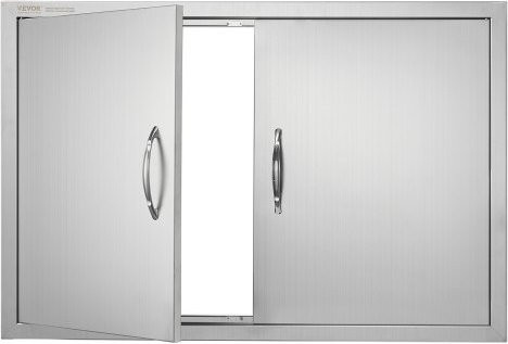 VEVOR Grill-Zugangstür aus Edelstahl in Silber, doppelte Außenküchentür für Grillinseln und Grillstationen, B/H: 88,9 x 61,0 cm - Bild 1
