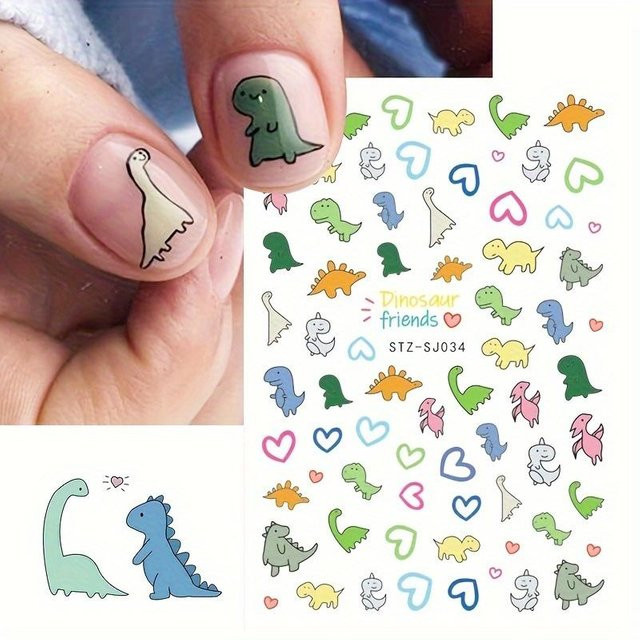 SZwatch Nagelkunst-Aufkleber, Dinosaurier Schwein Hunde Design, beige, Damen - Bild 1