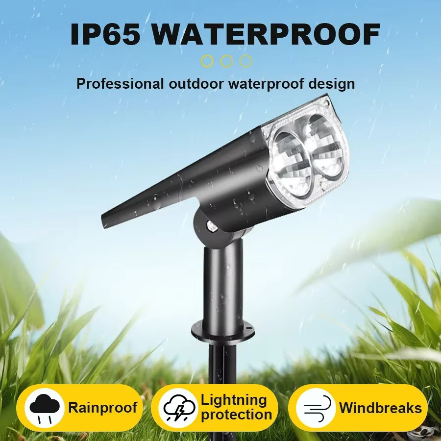 2er Set XIWANGFIRE Solarleuchten für den Außenbereich mit RGBW-LED, 270 Grad verstellbare Solarstrahler in Schwarz für Garten und Wege - Bild 4