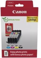 Canon CLI-581 Photo Value Pack Original Tintenpatronen-Set, 4er-Pack in Schwarz, Cyan, Magenta und Gelb (2106C006) - Bild 1
