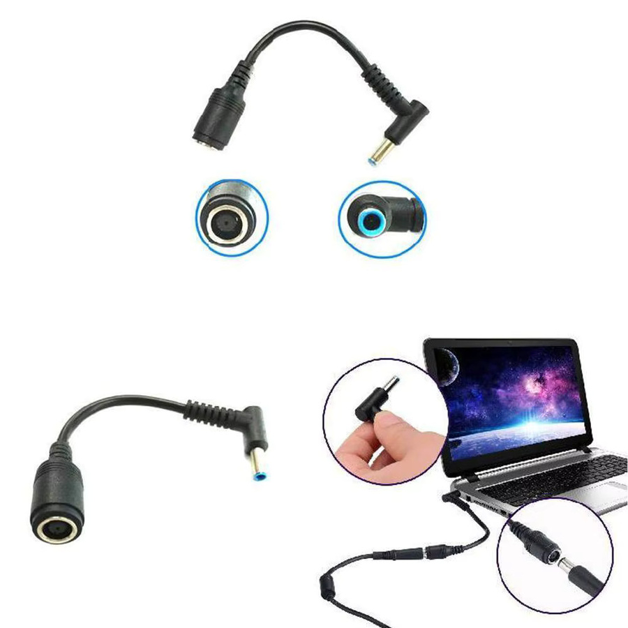 Stecker-Konverter-Adapter für HP und Dell mit 7,4 mm auf 4,5 mm Anschluss, Ersatz-Stromkabel mit Blue Tips in Blau und Schwarz - Bild 2