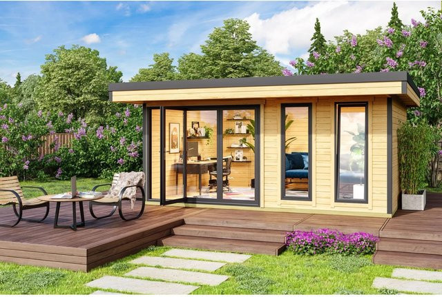 Lasita Gartenhaus Domeo 8 aus Holz in Natur/Unbehandelt mit Doppelverglasung, B/T: 500 x 400 cm - Bild 1