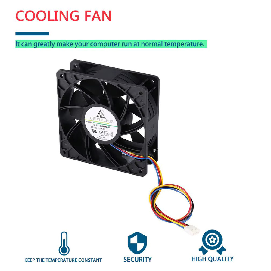 Bitmain Ersatz Kühlventilator für Antminer S7 S9, bürstenloser DC 12V 5.0A Lüfter mit 4-Pin-Anschluss, Schwarz - Bild 4