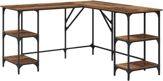 vidaXL Schreibtisch in L-Form aus Holzwerkstoff in Braun im industriellen Stil, B/T/H: 139 x 139 x 75 cm - Bild 1