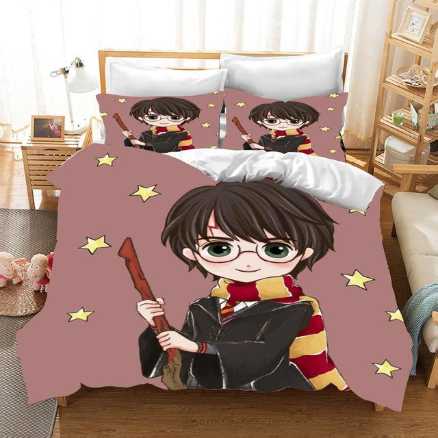 Somelli Harry Potter Bettwäsche-Set aus Polyester mit Cartoon-Print für Kinder, B/H: 173 x 218 cm, Mehrfarbig - Bild 1