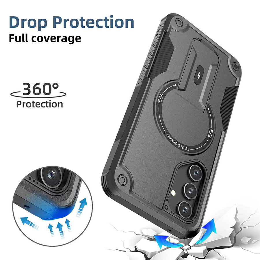 Magnetische Stoßfeste Handyhülle für Samsung Galaxy A55 A06 A26 A25 A05 A24 A54 5G mit Kabelloser Ladung und Aufstellfunktion in Pink - Bild 3