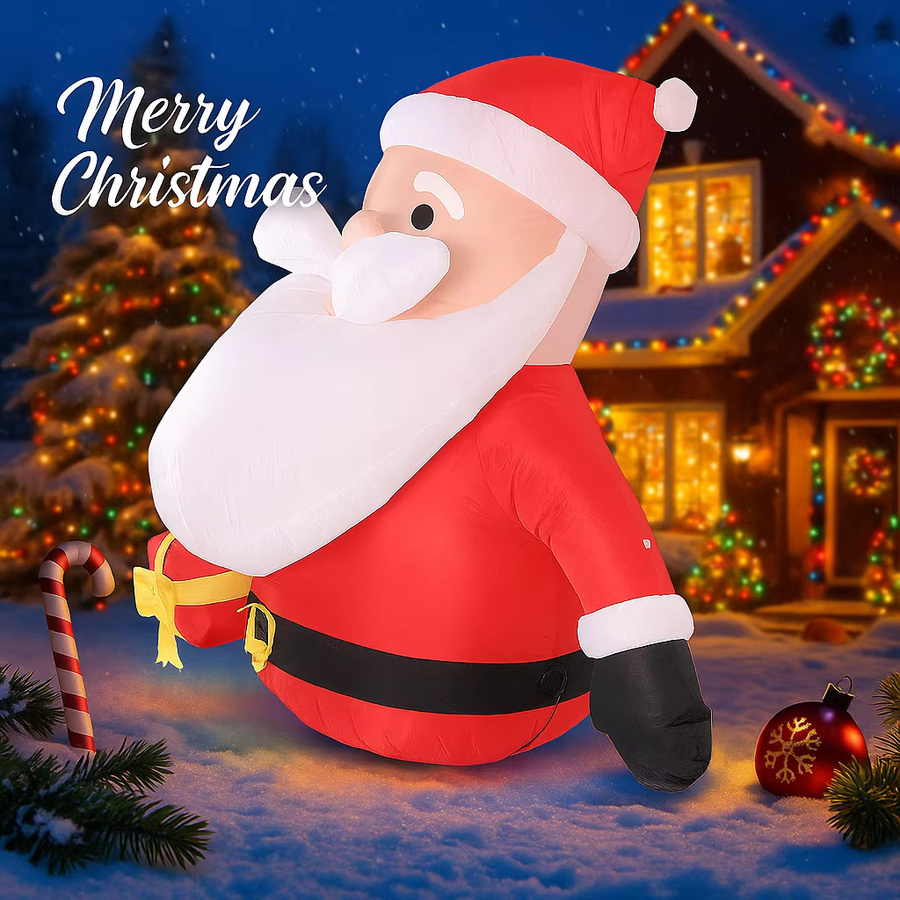 TONGHUANIU Aufblasbarer Weihnachtsmann in einer Geschenkbox mit LED-Beleuchtung, rote Weihnachtsdekoration für Garten und Party, Höhe: 180 cm - Bild 2