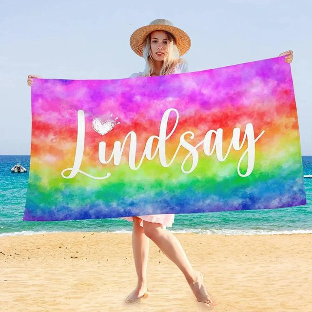 Personalisiertes Strandtuch von JMG Household Supplies mit eigenem Namen und Design, schnelltrocknendes Mikrofaser-Badetuch für Strand, Schwimmbad oder Fitnessstudio, Mehrfarbig, B: 100 cm, H: 50 cm - Bild 1