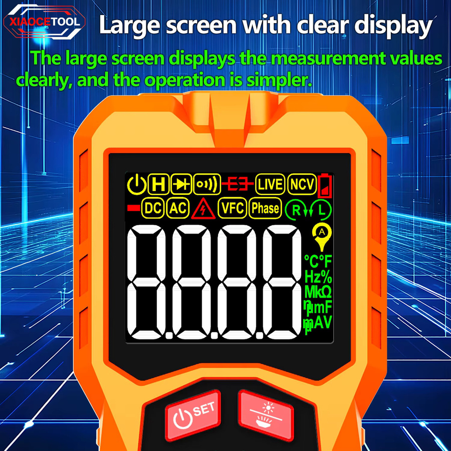 XIAOCETOOL Digitales Multimeter mit Sprachausgabe, explosionsgeschütztes Mini-Multitester in Orange - Bild 6