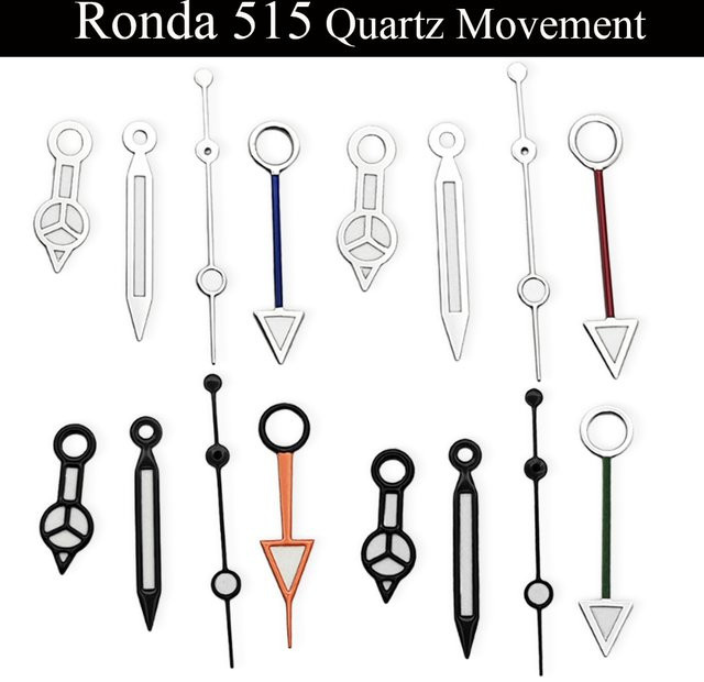 Ronda Uhrzeiger, Bicolor, Silber/Gold/Roségold, Cyan, passend für Ronda 515 Quarzwerk - Bild 1
