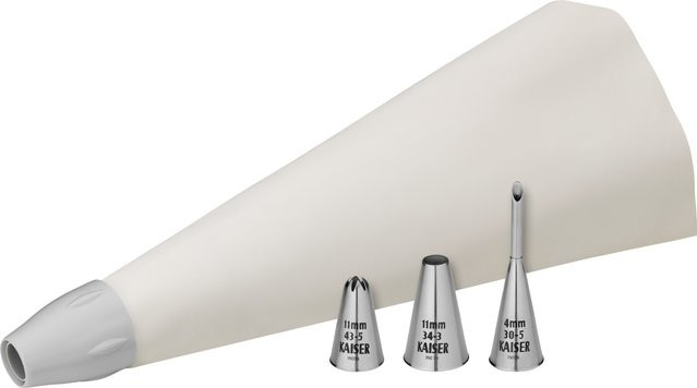 Kaiser Inspiration Spritzbeutel Weiß mit Edelstahl-Zubehör und Spülmaschineneignung - Bild 1