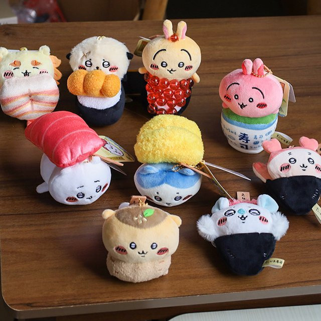 Bandai Sushi-Serie Jiyi Anhänger Plüschpuppen Momonga Hachiware Usagi, Schlüsselanhänger - Bild 1