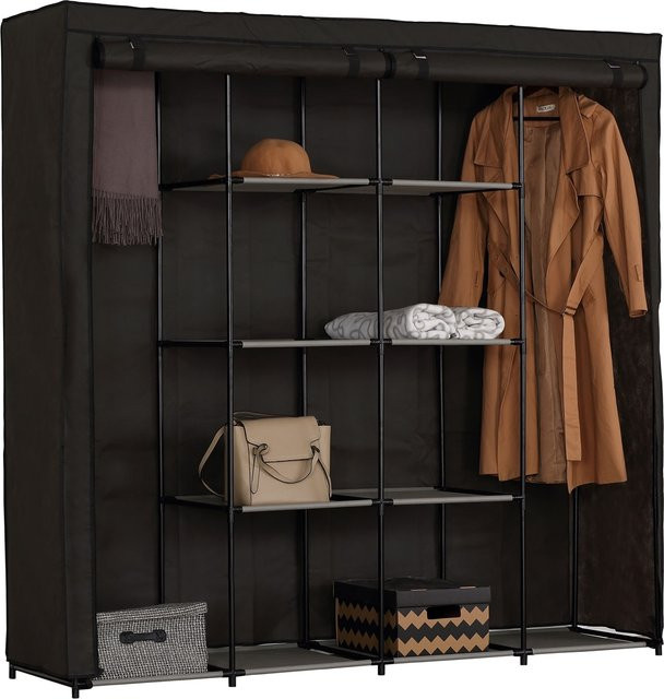 HTI-Living Stoffschrank Lena XL Dunkelgrau mit Rolladen und Regalböden - Bild 1