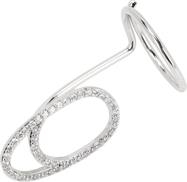 Koogeelife Fingernagelring Damen, Strasssteine, White - Bild 1