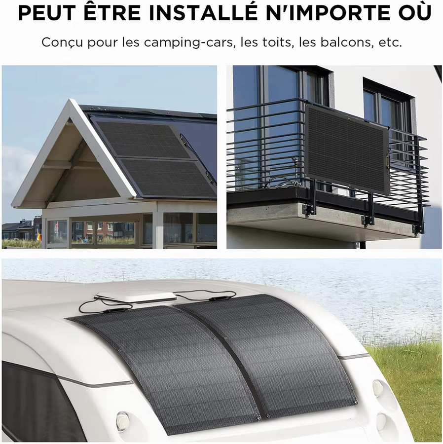 BOGUANG 200W Solarmodul-Set 12V Solaranlage in Schwarz für Wohnmobile, Wohnwagen und netzunabhängige Anwendungen - Bild 5