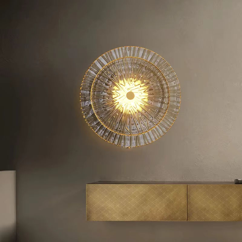 Claeted Lausanne Moderne Wandleuchte aus Glas in Gold und Transparent für Wohnzimmer, Schlafzimmer und Flur - Bild 4