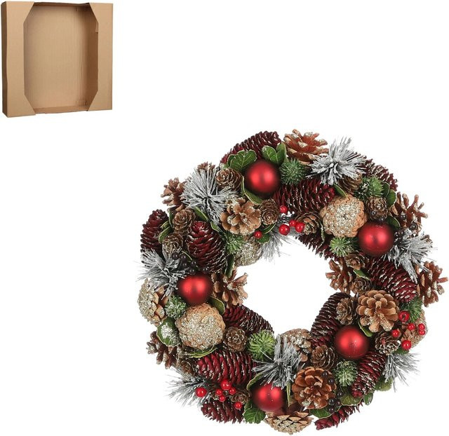 Weihnachtlicher Kranz von House of Seasons in Rot, Durchmesser: 34 cm, Höhe: 8,5 cm - Bild 1