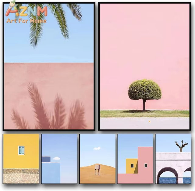 Potdemiel Abstraktes Leinwandposter im minimalistischen Makaron-Design, Mehrfarbig - Bild 1
