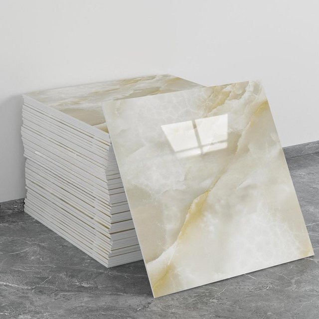 Selbstklebende Marmor-Wandfliesen in Beige und Multicolour, 50 Stück dekorative PVC-Fliesen im Fliesenlook - Bild 1