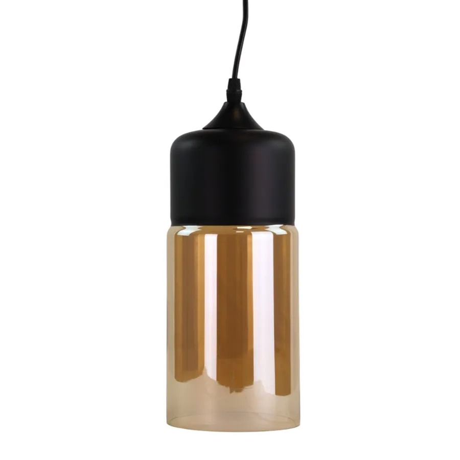 LUXULA Pendelleuchte Zylinder Design in Schwarz aus Glas mit E27 Fassung, Höhe: 27,0 cm, Durchmesser: 13,0 cm - Bild 2