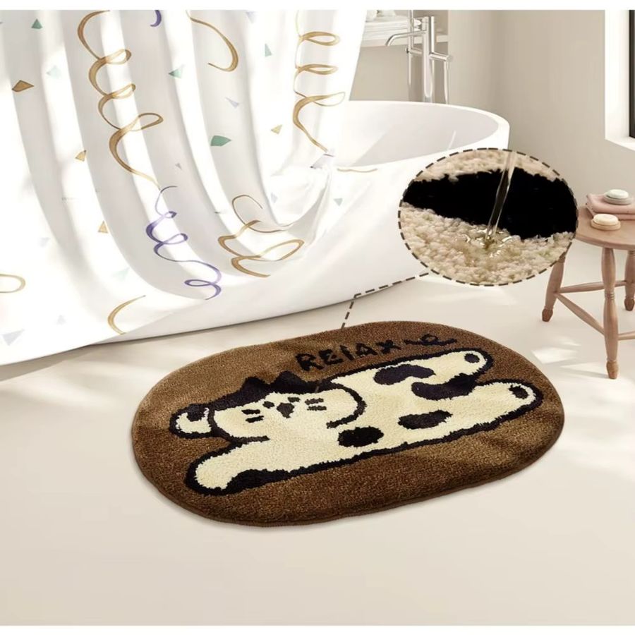 VIKAMA Teppich mit Cartoon Katze Motiv, rutschfest und saugfähig für Badezimmer, Schlafzimmer oder Wohnzimmer - Bild 2