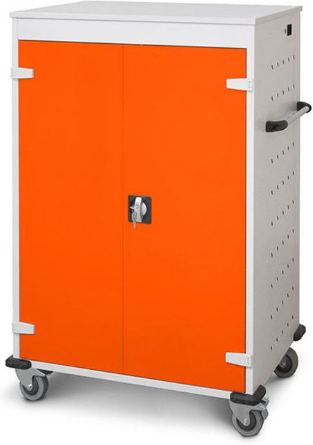 rotstahl Laptopwagen mit 20 Fächern, Farbe Orange und Korpus Lichtgrau, B: 92 cm, H: 125 cm - Bild 1