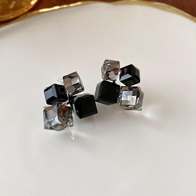 Ohrstecker Kristall, 3D Würfel, gray, Damen - Bild 1