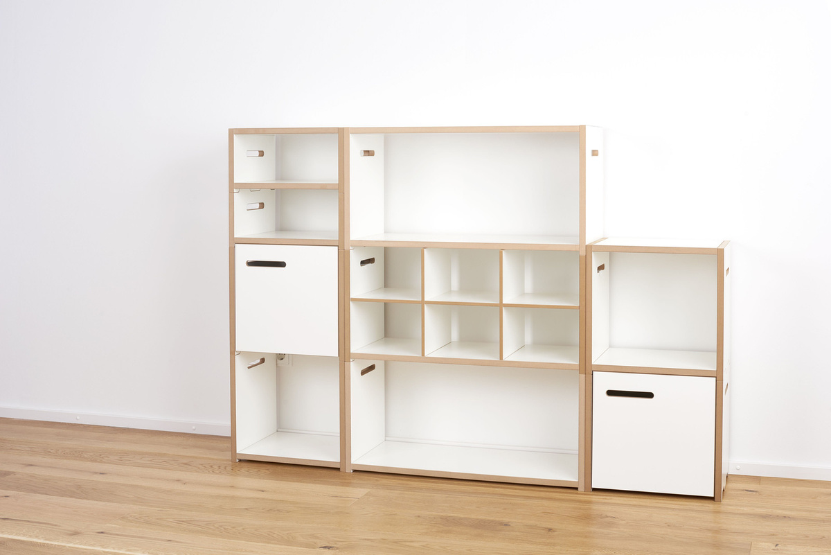 Tojo Halbstark Anbaumodul in Weiß mit Rückwand und modernem Design - Bild 1