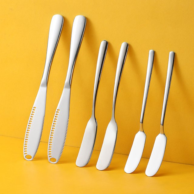 Jiahomily Buttermesser aus Edelstahl in Silber, poliertes Lochverteidemesser für Marmelade, Käse und Brot - Bild 1