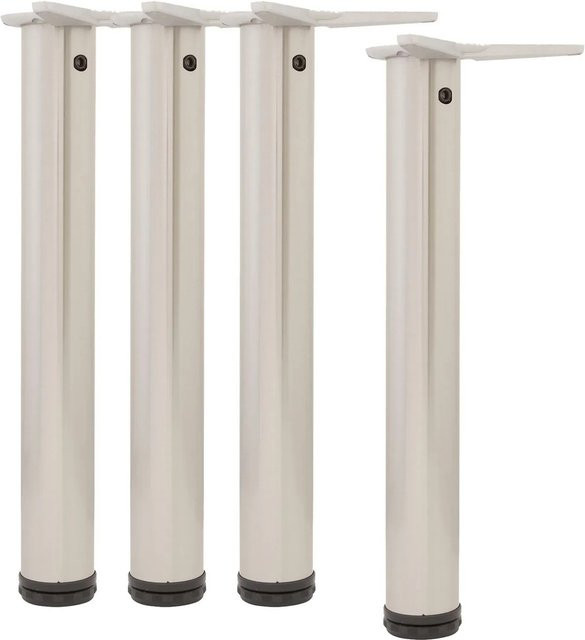 vasalat Set Camar Tischbeine höhenverstellbar, Stahl verchromt, Silber, 4 Stück, Durchmesser: 5 cm, Höhe: 70 - 73 cm - Bild 1