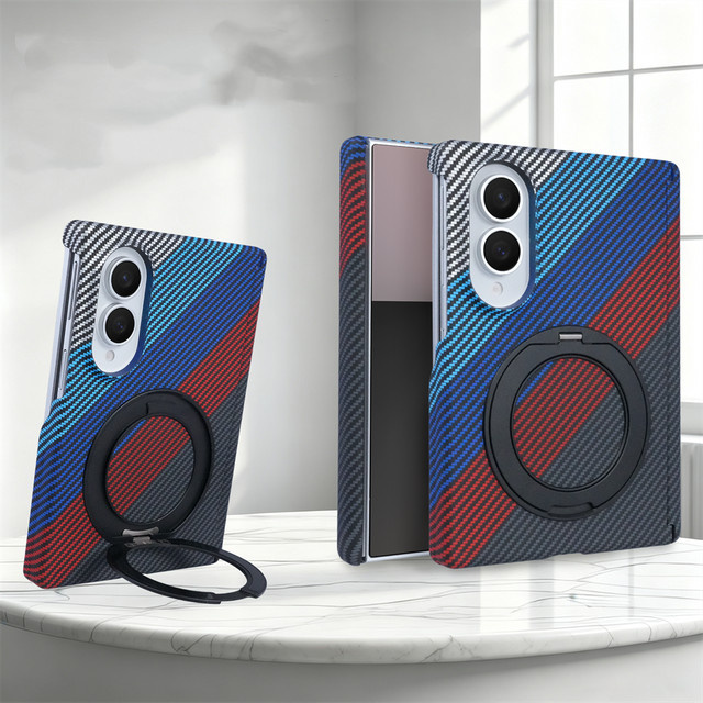 Magnetische Kevlar-Textur Schutzhülle für Samsung Galaxy Z Fold 8 Ultra, 7, 6, 5 mit MagSafe Kompatibilität, Matte Ultra Dünne PC Hartschale, Multicolor - Bild 1