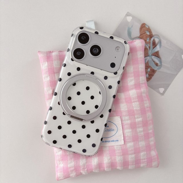 Apple iPhone Handyhülle mit buntem koreanischem Polka-Dot-Muster und MagSafe-Unterstützung in Multicolour und Weiß - Bild 1