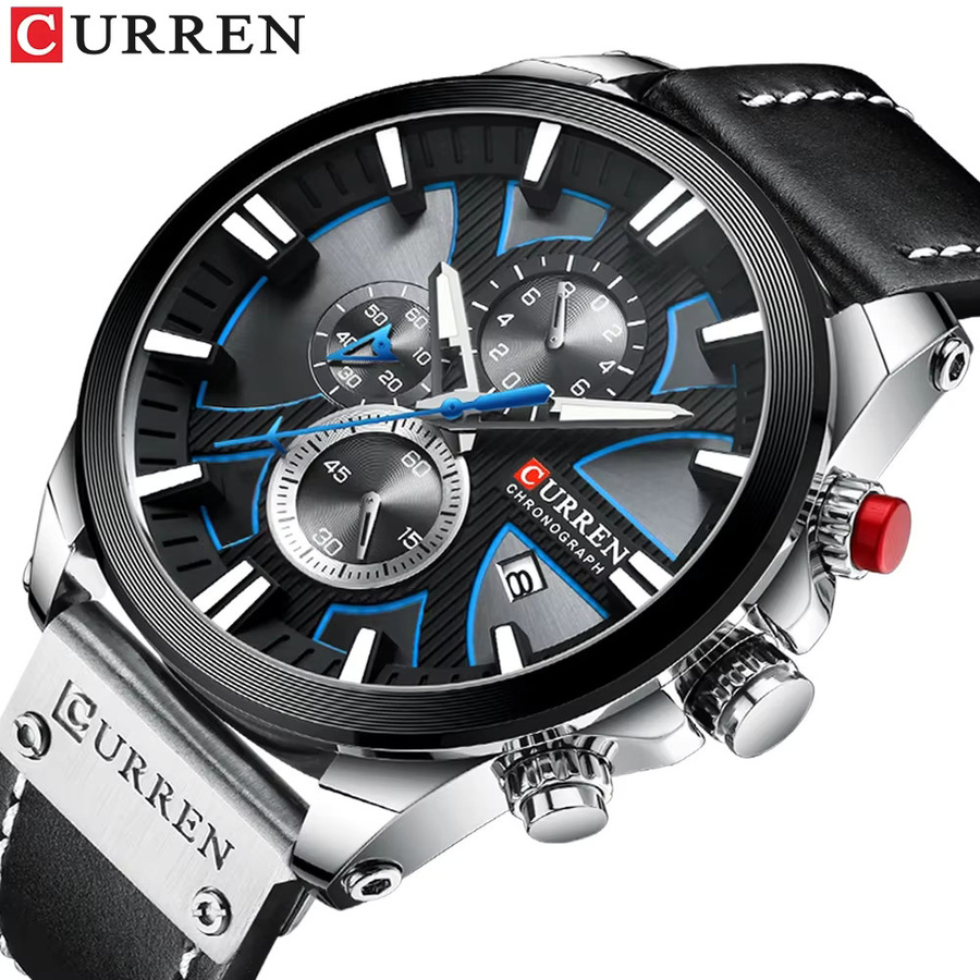 CURREN Chronograph, Quarz, Leder, Silber, Herren - Bild 2