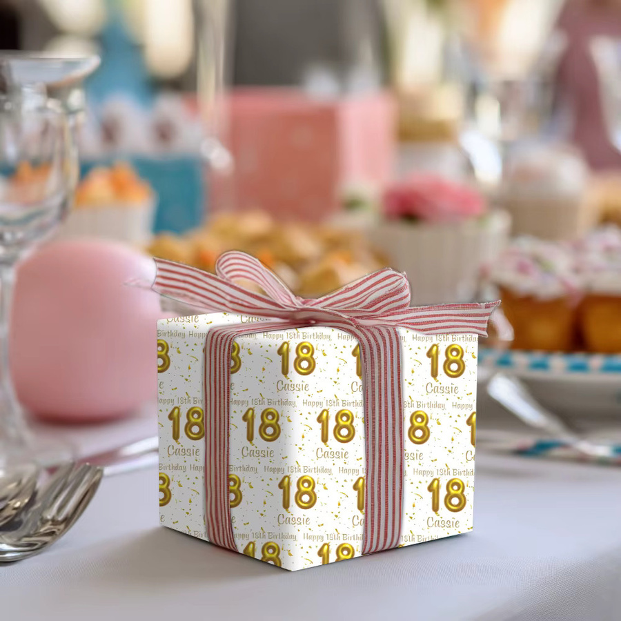 Personalisiertes Geschenkpapier von WEIGAO in Gold und Weiß für Geburtstage und Jubiläen - Bild 2