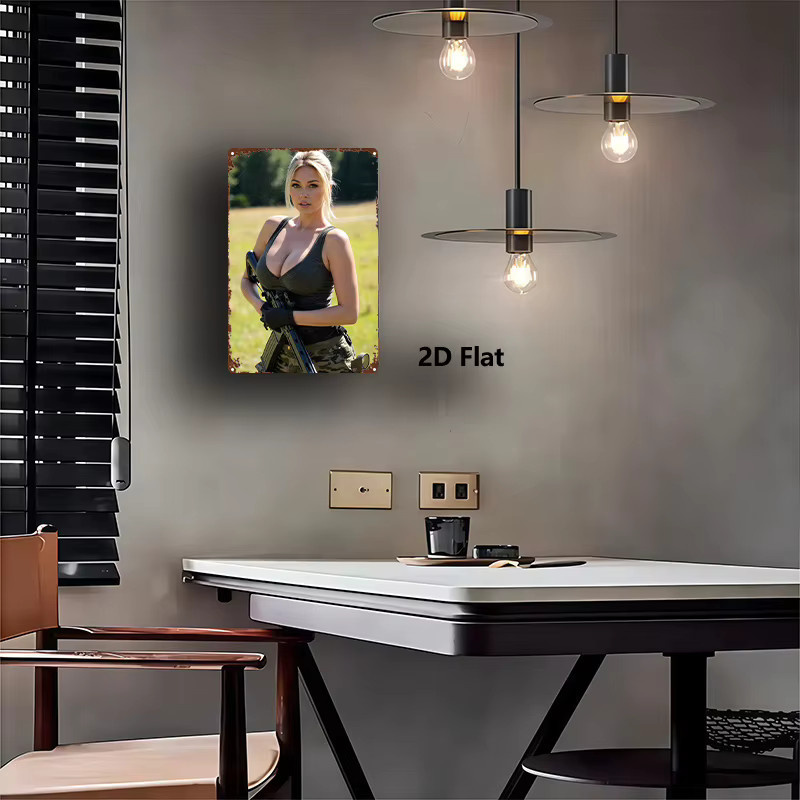 CIFBUY Metallschild im Retro-Stil mit Militär-Mädchen-Motiv, Wanddekoration in Multicolour, Breite: 20,32 cm, Höhe: 30,48 cm - Bild 3