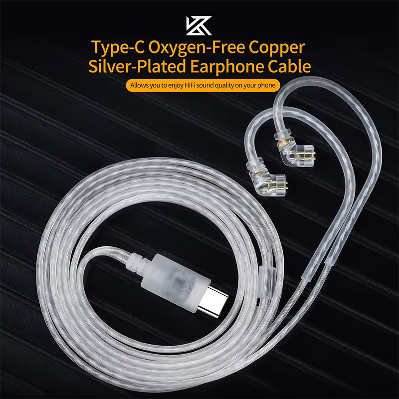 KZ Kopfhörerkabel OFC Versilbertes Upgrade-Kabel mit USB-C Stecker in Silber - Bild 2