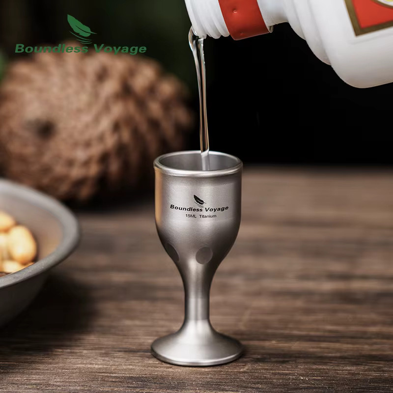 Boundless Voyage Titanbecher aus Edelstahl in Silber, einlagiges Shotglass für Tequila, Whiskey und Wodka, 15 ml - Bild 4