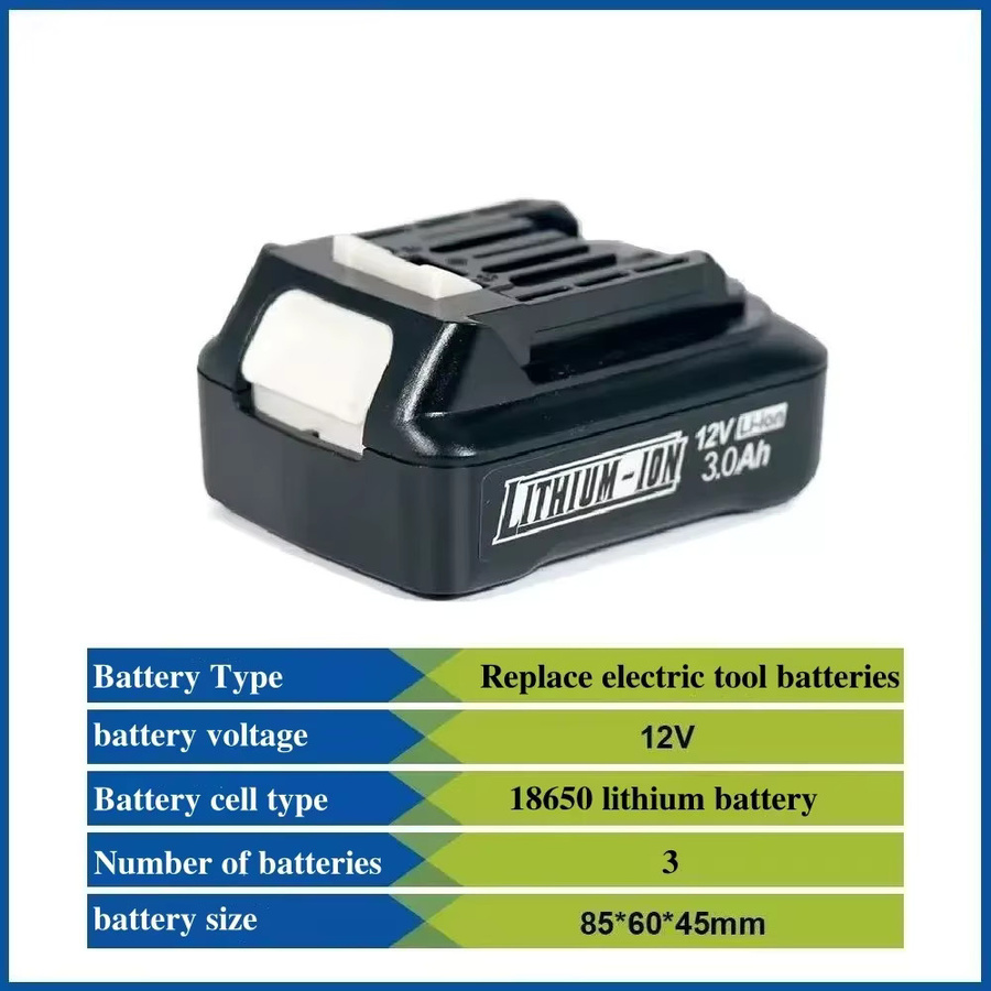 Makita Lithium-Ionen-Akku 12V 3,0Ah für Elektrowerkzeuge, Farbe: Schwarz, kompatibel mit BL1021B BL1041B BL1016 BL1015 BL104 und DF331D - Bild 6