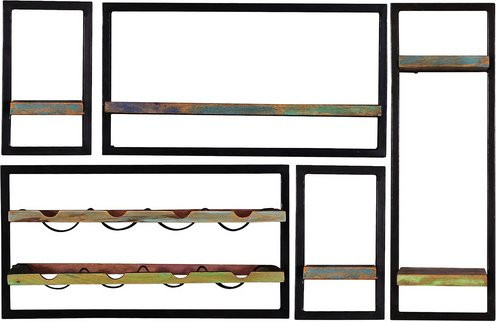 SIT Wandregal RIVERBOAT mit 2 Fachböden aus Holz und Metall in Schwarz und Bunt, Höhe: 75,0 cm, Breite: 75,0 cm, Tiefe: 25,0 cm - Bild 1