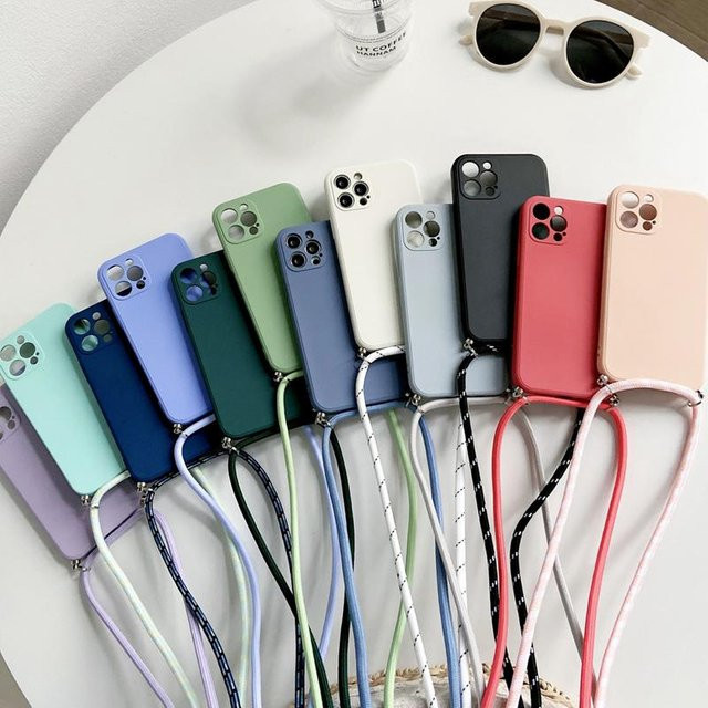Samsung Silikon Handyhülle mit Crossbody Halskette und Lanyard für Galaxy A14, A24, A34, A54 5G, matt und stoßfest, Rot - Bild 1