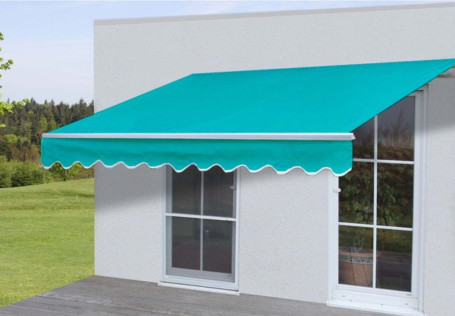 Gelenkarmmarkise MCW aus Alu und Polyester in Türkis, B: 400 cm, T: 300 cm - Bild 1