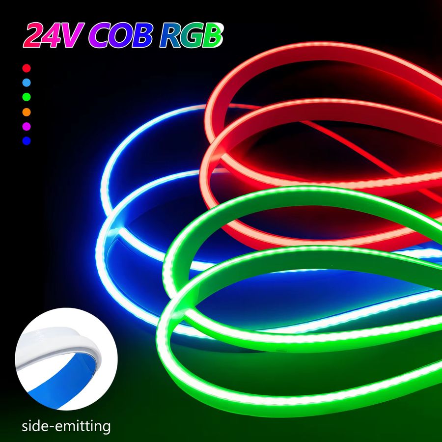 HEGEHE RGB-COB-LED-Streifen mit seitlicher Beleuchtung, DC 24 V, 840 LEDs/m, hohe Helligkeit, IP20, flexible Banddiode für Deine Heimdekoration - Bild 2